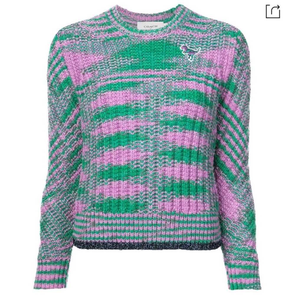 Coach 1941 Purple and Green Rexy Sweater